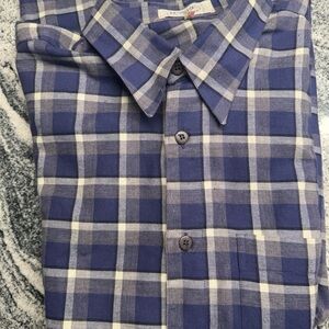 Men's Blue Plaid Casual Button-Down Shirt - Classic Comfort
